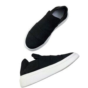 Fessura Sz 5 Sneakers Elastic Band Mummy Slip On Black White Platform Heel Shoes